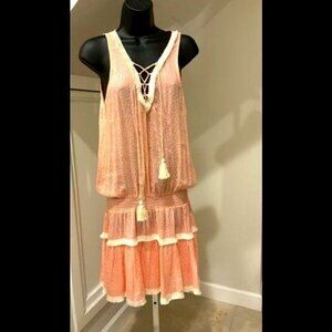 NWOT..Coolchange  dress Med Melon& White beautiful